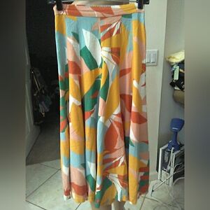 NWOT Petal & Pup Abstract PALAZZO STYLE PANTS Yellow Teal & Peach SZ. XS 12-15 W